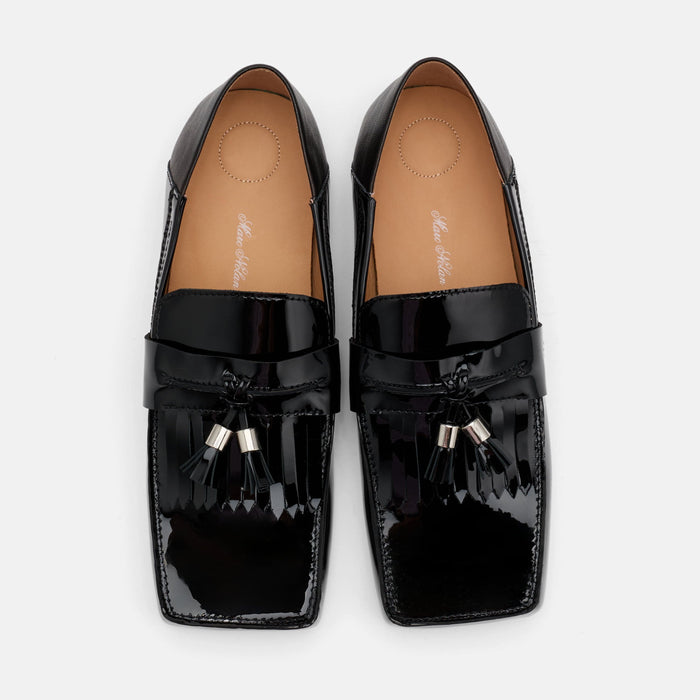 Simone Black Patent Leather Tassel Loafers