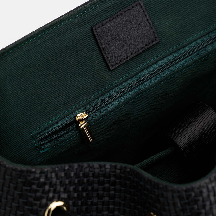 SOHO Woven Black Leather Backpack