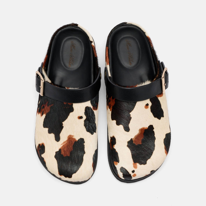 Solana Cow Print Backstrap Clogs
