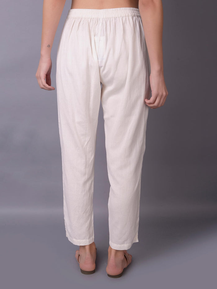 Solid Liva Rayon Off White Trouser.