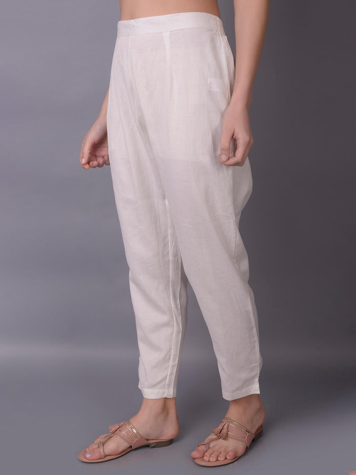 Solid Liva Rayon Off White Trouser.