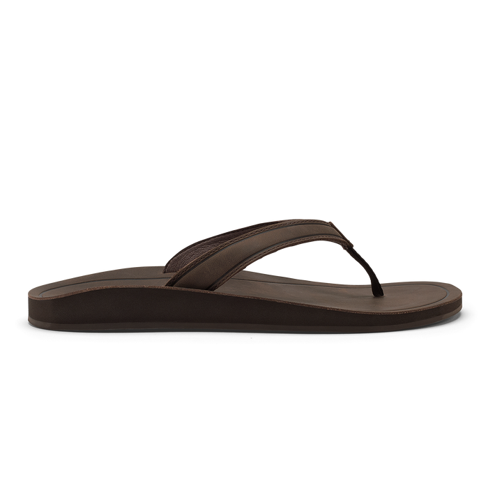 Dark brown thong flip-flop sandal with cushioned footbed and curved toe post.