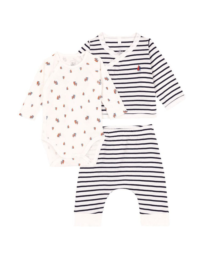 SS26 - A0BNA 01 WHITE NAVY BABY BODYSUITS FALL WINTER 2025/26 NEWBORN SAILOR STRIPES