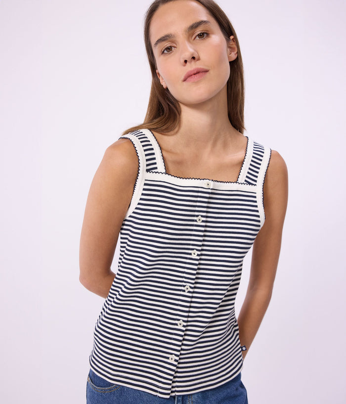 SS26 - A0F0S 01 NAVY WHITE SPRING SUMMER 2026 STRIPES TOPS WOMEN