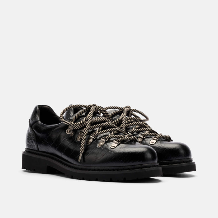 Summit Black Croc Leather Hiker Shoe