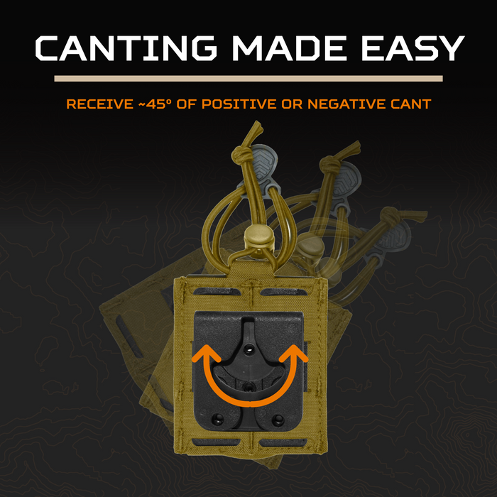 Kore AR Swinger Mag Pouch with text 'Canting Made Easy' on a dark background