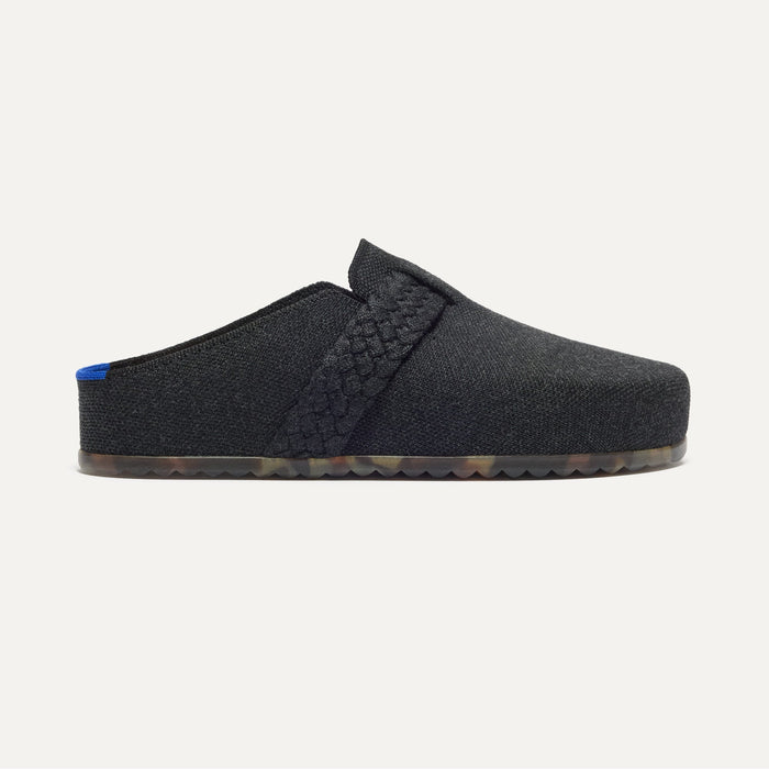 side | The Braid Clog in Black shown from the side.