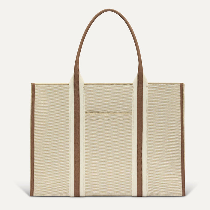 PLP |The Classic Tote in Buttercream, shown from the front.
