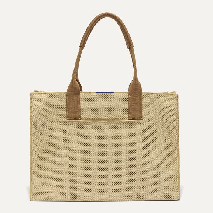 PDP |The Classic Tote in Macadamia Open-Knit, shown from the front.