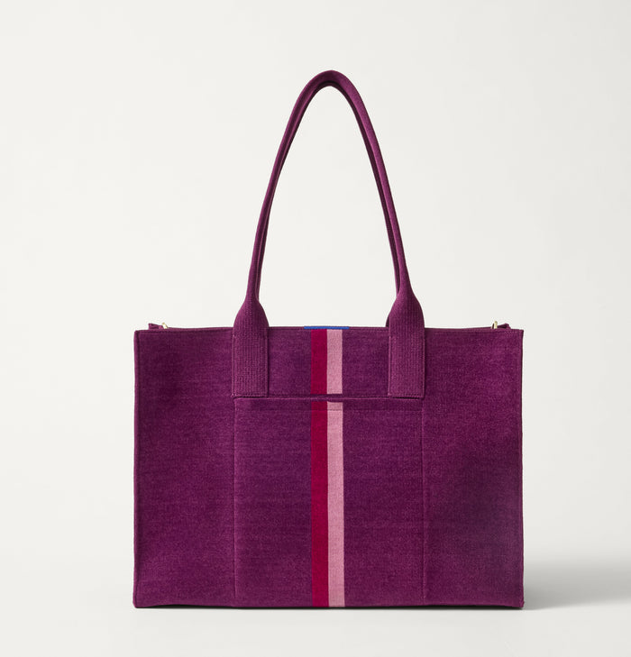 EXT | The Classic Tote in ReVelvet Orchid, shown from the front.