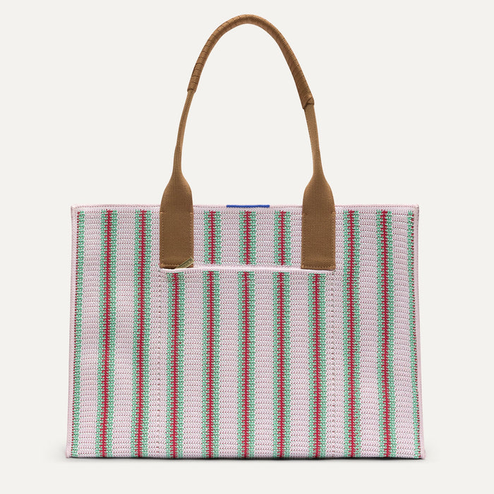 PDP |The Classic Tote in Watermelon Market Stripe, shown from the front.