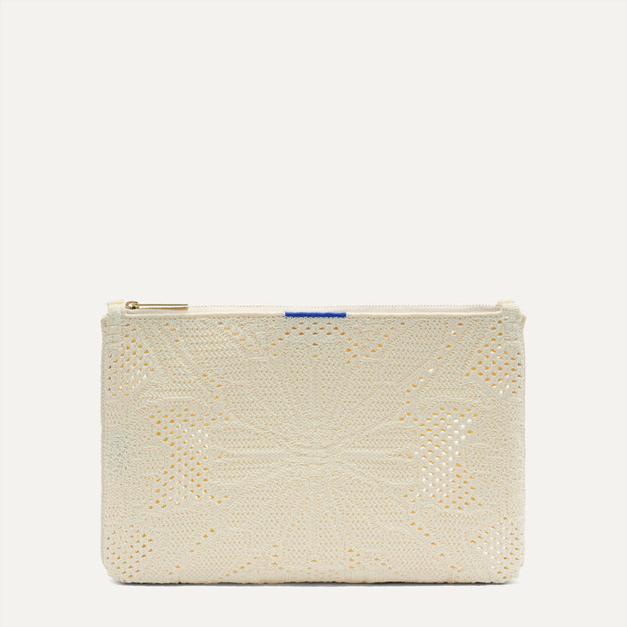 PDP |The Convertible Clutch in Moonflower, shown from the front.