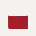 PLP |The Convertible Clutch in Scarlet Open-Knit, shown from the front.