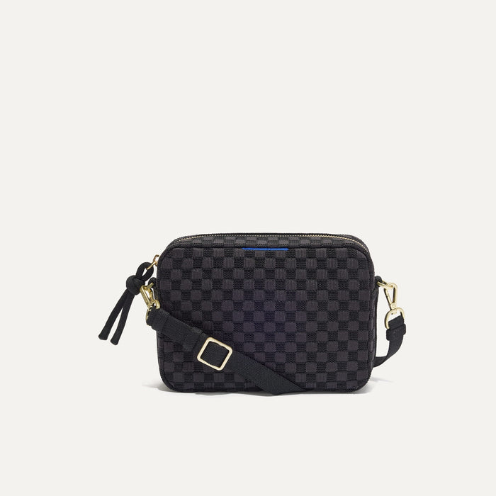 PLP |The Crossbody Camera Bag in  Black Sand, shown from the front.