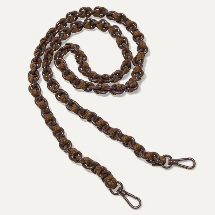 The Crossbody Strap in Espresso Chain-Knit.