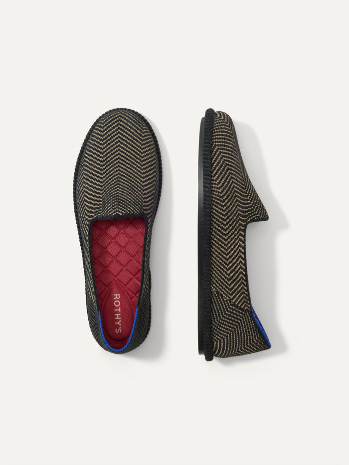 PLP | The Cruiser Loafer in ReVelvet Jet Herringbone shown from the top.