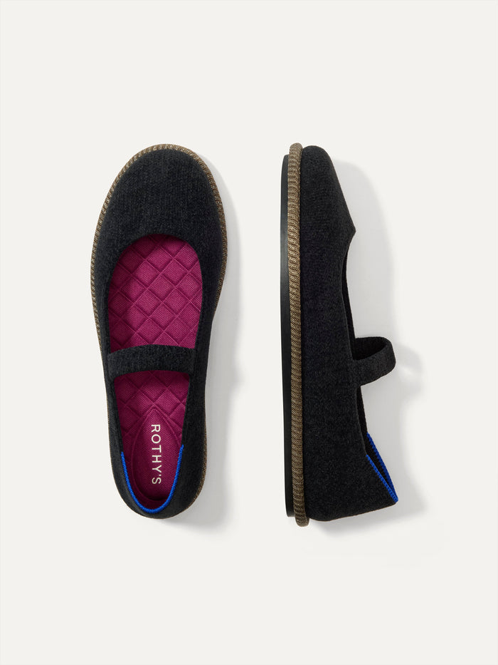 PLP | The Cruiser Mary Jane in ReVelvet Black shown from the top.