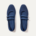The Double Buckle Mary Jane in Blue Mesh shown from the top.