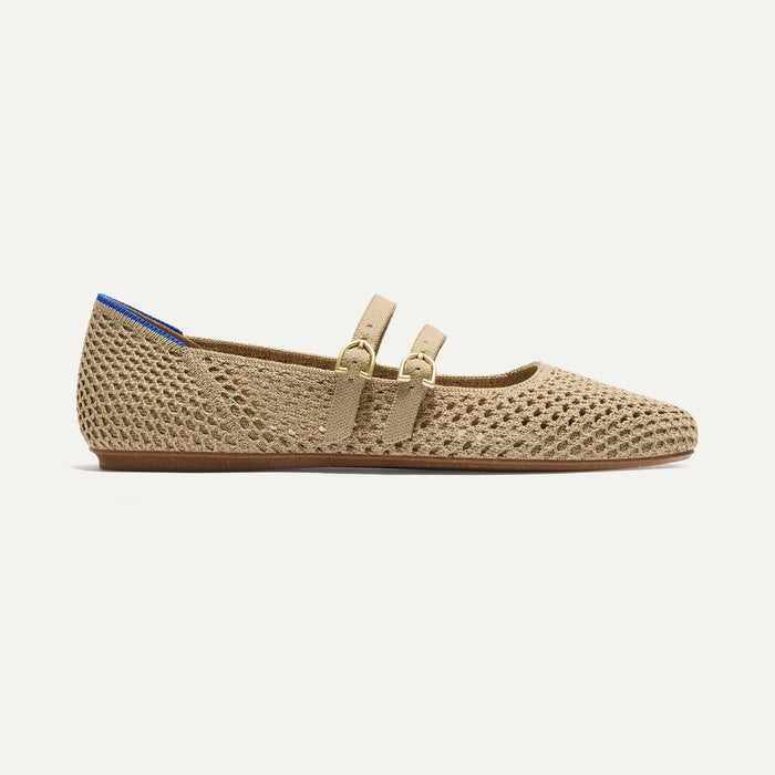 side | The Double Buckle Mary Jane in Dune Mesh shown from the side.