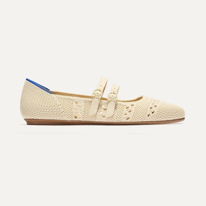 side | The Double Buckle Mary Jane in Powder Crochet shown from the side.