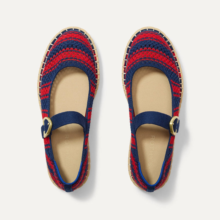The Espadrille Mary Jane in Cherry Tide shown from the top.