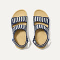The Kids Double Strap Sandal in Sailor Stripes shown from the top.