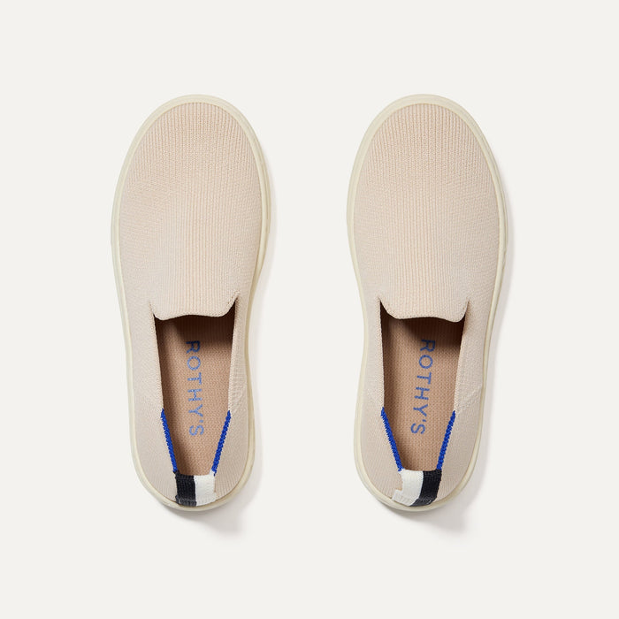 The Kids Sneaker in Sand shown from the top.