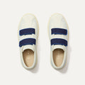 The Kids Strap Sneaker in Blue Raspberry shown from the top.
