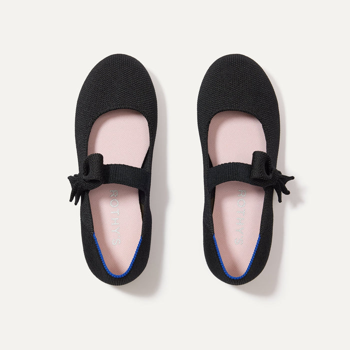 The Kids Tux Bow Mary Jane in Black shown from the top.