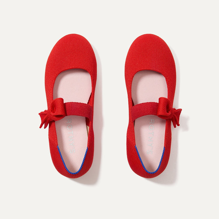 The Kids Tux Bow Mary Jane in Bright Red shown from the top.