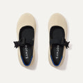 The Kids Tux Bow Mary Jane in Ivory shown from the top.