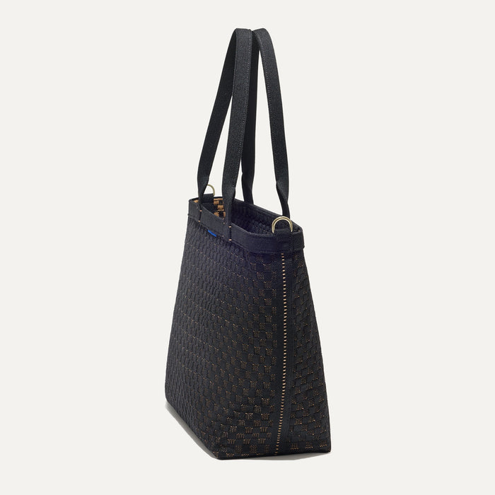 The Lightweight Zip Tote in Night Song shown from the side.