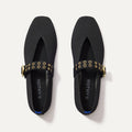 The Max Buckle Mary Jane in Black shown from the top.
