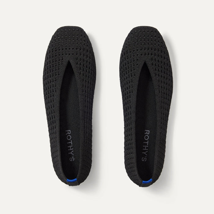 The Max Square Ballerina in Black Mesh shown from the top.
