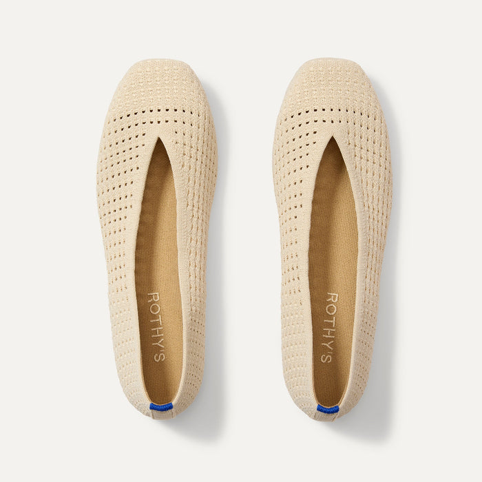 The Max Square Ballerina in Off White Mesh shown from the top.