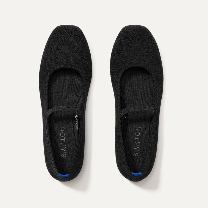 The Max Square Mary Jane in ReVelvet™ Black shown from the top.