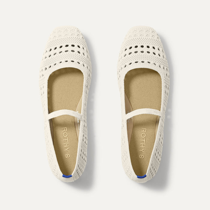 The Max Square Mary Jane in Sandy Crochet shown from the top.
