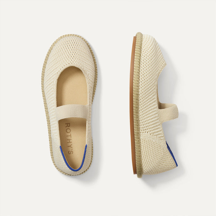 The Mini Mary Jane in Opal Raffia-Knit  shown from the top.