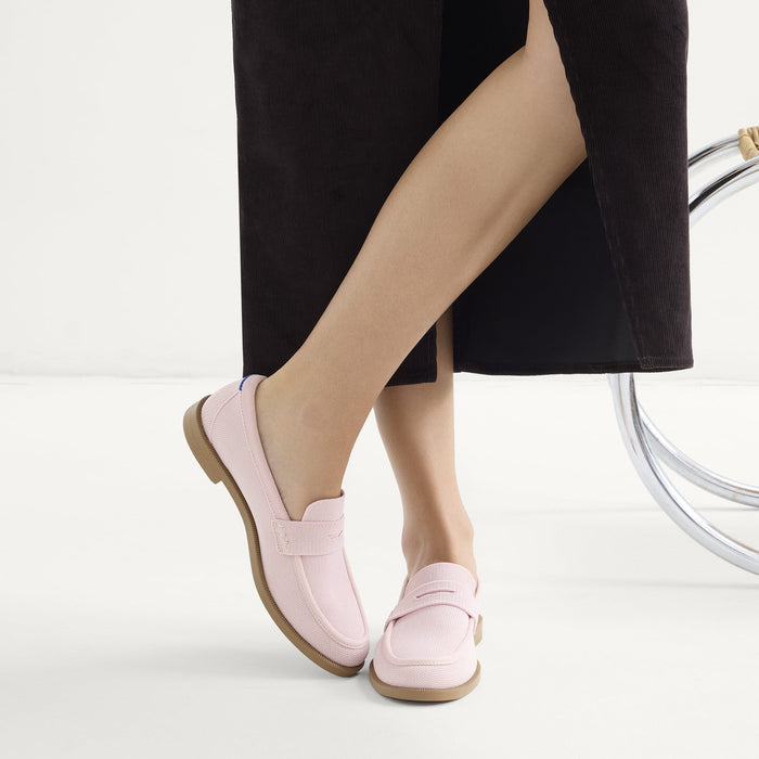hover | Model wearing The Penny Loafer in Light Pink.