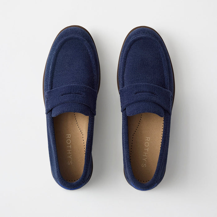 pdp | The Penny Loafer in ReVelvet Navy shown from the top.