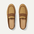 The Penny Loafer Mule in Wheat Raffia-Knit shown from the top.