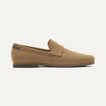side | The Ravello Penny Loafer in Morel shown from the side.