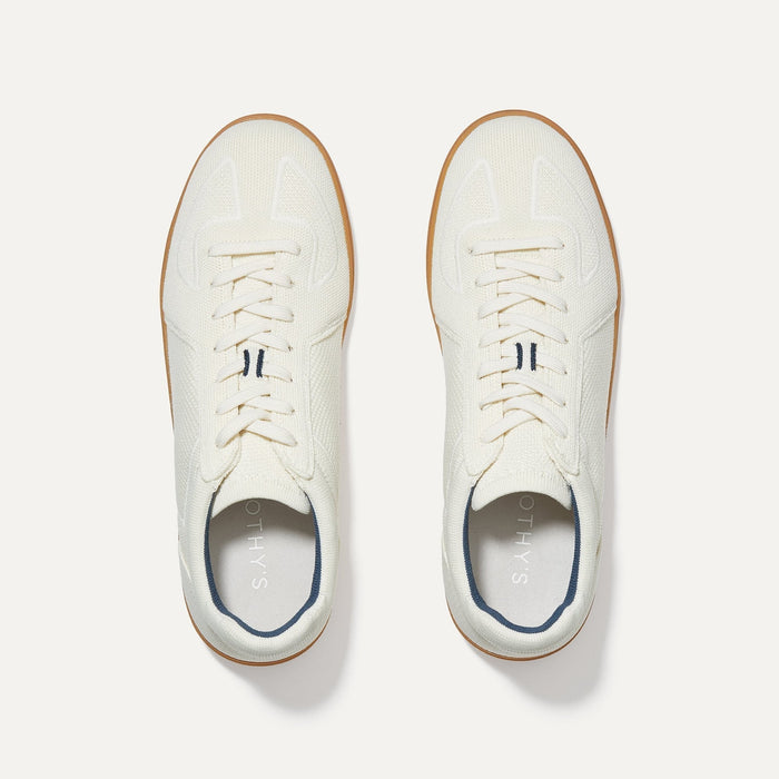 A pair of The RS01 Sneaker in Bone shown from the top.