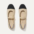 The Square Mary Jane in Cream Captoe shown from the top.
