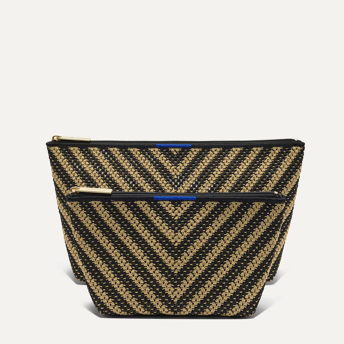 PDP | The Travel Pouch Set in Toffee Chevron shown from the front.