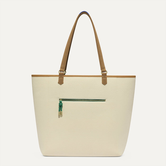 Overlay::Two looks in one! Just flip it inside out to wear the cream side. | Alt::The Two-Way Tote in Ivy shown from reversible side.