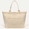 PLP |The Zip Travel Tote in  Parchment Basketweave shown from the front.