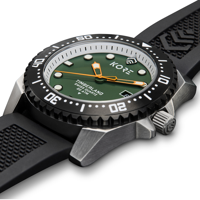 Closeup View of Kore Essentials Timberland Tactical Field Watch Watch Face