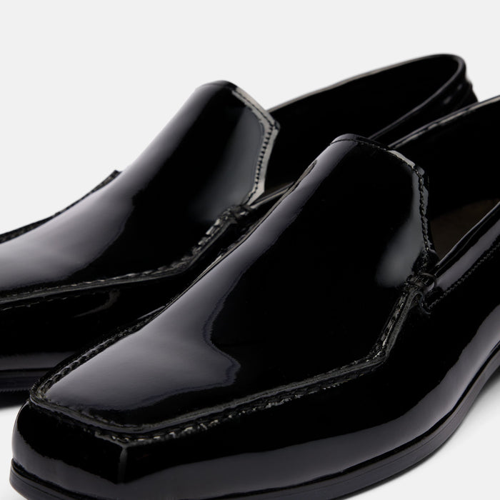 Torino Black Patent Square Toe Loafers