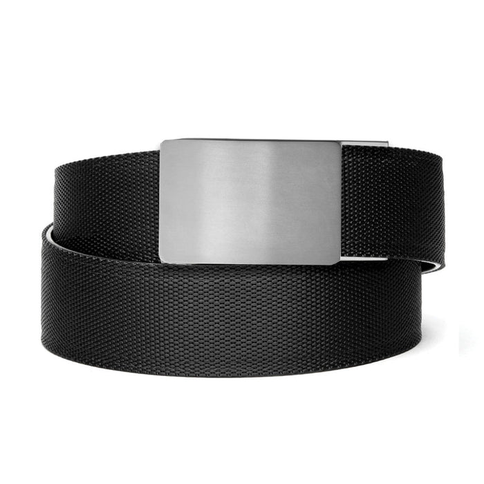 Kore Essentials Black Nylon Classic Fashion Ratcheting Belt with a Triumph Buckle